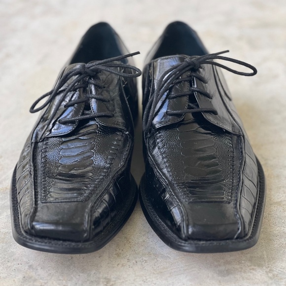 👞 Stacy Adams “Santino” Croc-Embossed Leather Oxfords Men’s SZ 10 1/2 - Picture 1 of 5